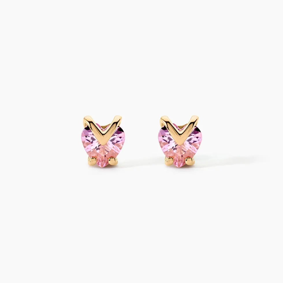 Boucles D'oreilles Puces Abelinia Plaqué Or Jaune Oxyde De Zirconium