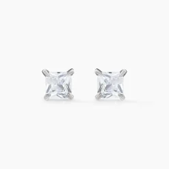 Boucles D'oreilles Puces Alys Argent Blanc Oxyde De Zirconium