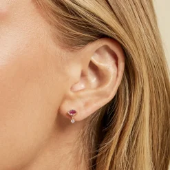 Boucles D'oreilles Puces Azel Plaqué Or Jaune Oxyde De Zirconium