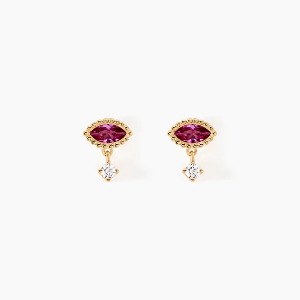 Boucles D'oreilles Puces Azel Plaqué Or Jaune Oxyde De Zirconium