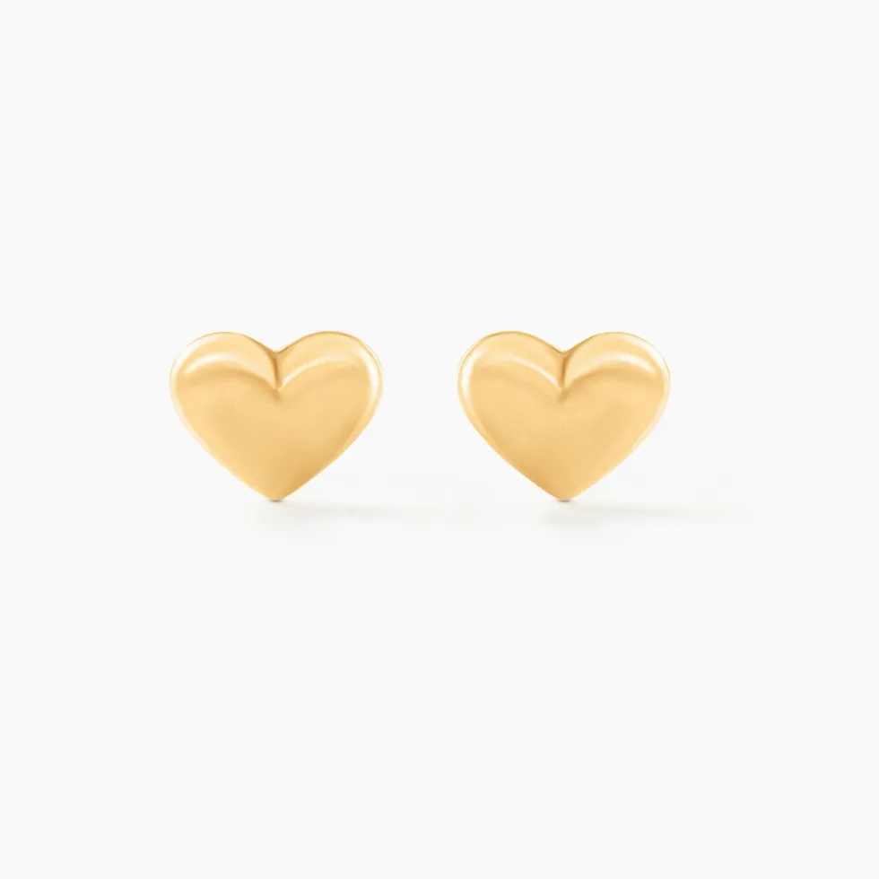 Boucles D'oreilles Puces Aricia Coeur Or Jaune