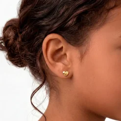 Boucles D'oreilles Puces Aricia Coeur Or Jaune