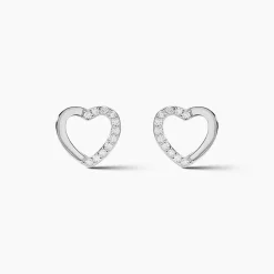 Boucles D'oreilles Puces Argent Blanc Saverio Oxydes De Zirconium