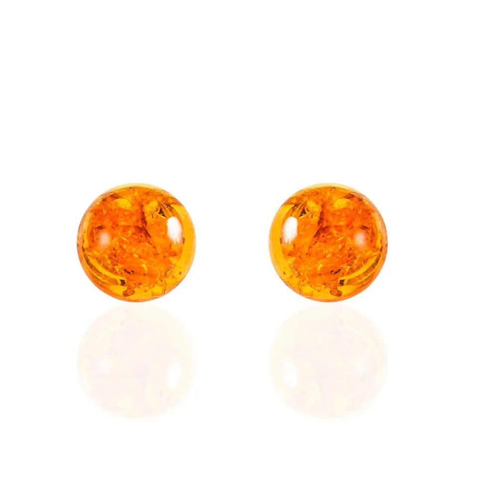 Boucles D'oreilles Puces Argent Blanc Brunhilld Ambre