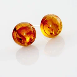 Boucles D'oreilles Puces Argent Blanc Brunhilld Ambre