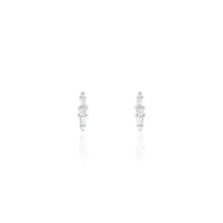 Boucles D'oreilles Puces Adriaan Argent Blanc Oxyde De Zirconium