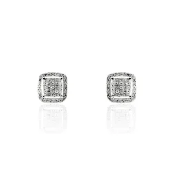 Boucles D'oreilles Puces Alessia Or Blanc Diamant