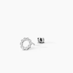 Boucles D'oreilles Puces Argent Blanc Leonhard Oxydes De Zirconium