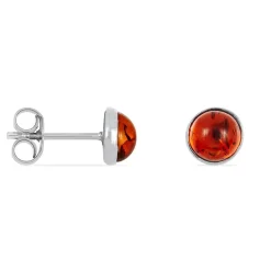 Boucles D'oreilles Puces Brunhild Argent Blanc Ambre