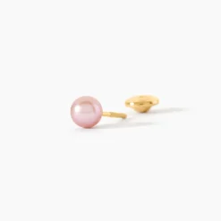 Boucles D'Oreilles Puces Bianca Or Jaune Perle De Culture
