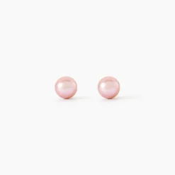 Boucles D'Oreilles Puces Bianca Or Jaune Perle De Culture