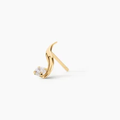 Boucles D'oreilles Puces Beryl Virgule Or Jaune Oxyde De Zirconium