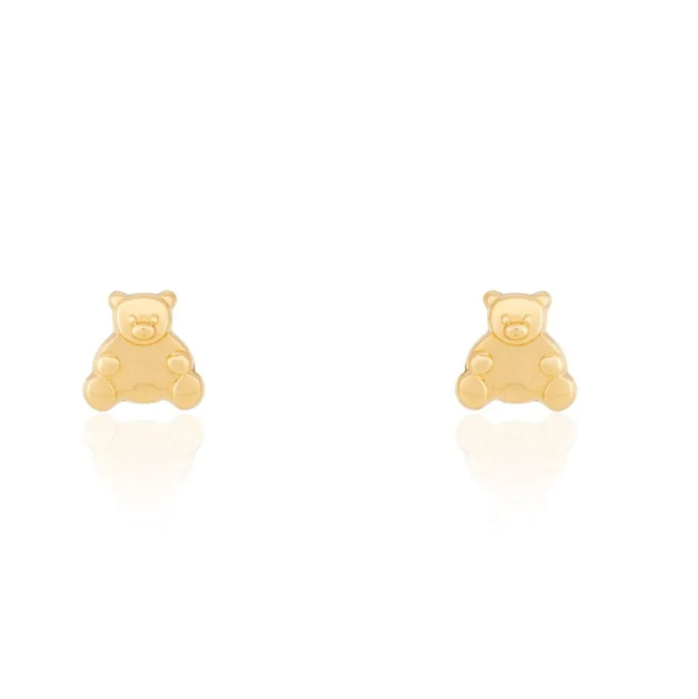 Boucles D'oreilles Puces Baptista Ours Or Jaune