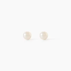 Boucles D'Oreilles Puces Bianca Or Jaune Perle De Culture