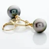 Boucles D'oreilles Puces Baroque Dormeuse Or Jaune Perle De Tahiti