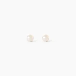 Boucles D'Oreilles Puces Bianca Or Jaune Perle De Culture