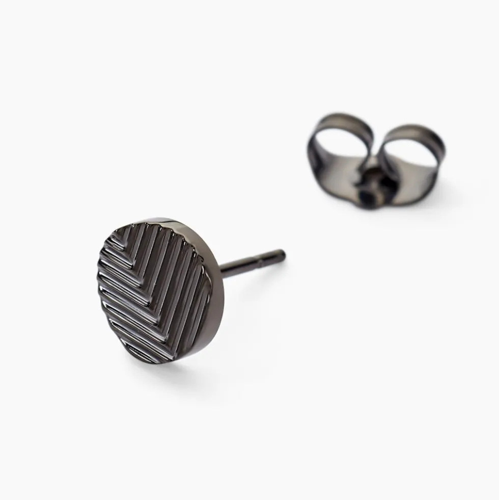 Boucles D'oreilles Puces Black Love Acier Blanc