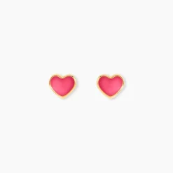 Boucles D'oreilles Puces Coeurs Or Jaune