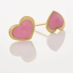 Boucles D'oreilles Puces Coeurs Or Jaune