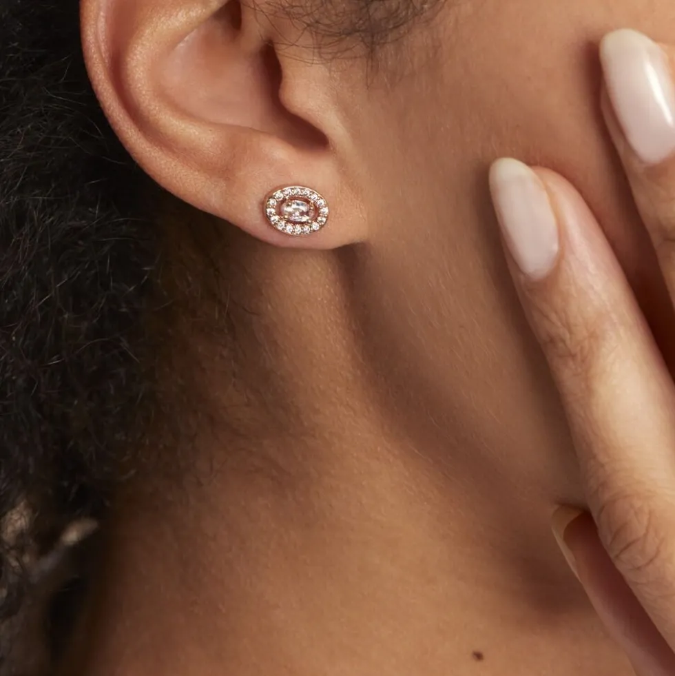 Boucles D'oreilles Puces Classical Plaqué Or Jaune Oxyde De Zirconium