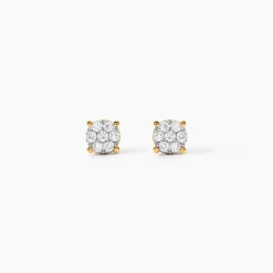 Boucles D'oreilles Puces Charlene Or Jaune Diamant Synthetique