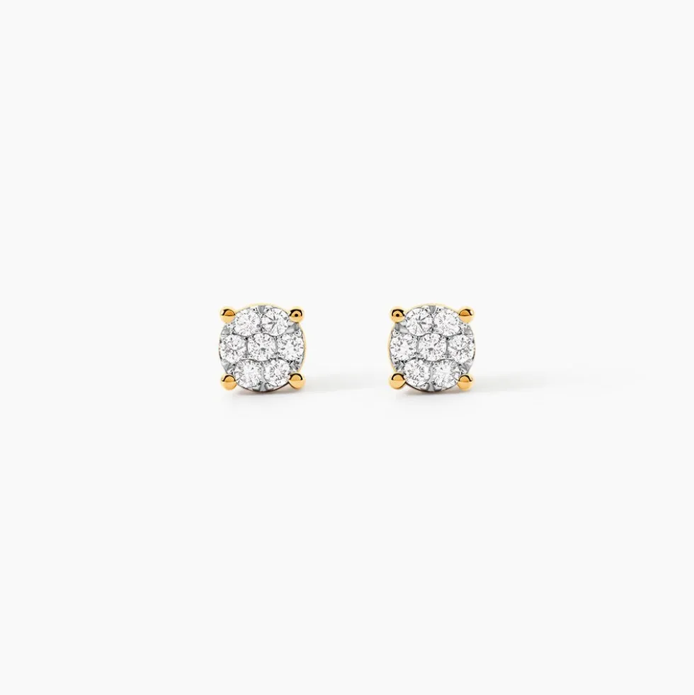 Boucles D'oreilles Puces Charlene Or Jaune Diamant Synthetique