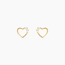 Boucles D'oreilles Puces Camomille Or Jaune Oxyde De Zirconium