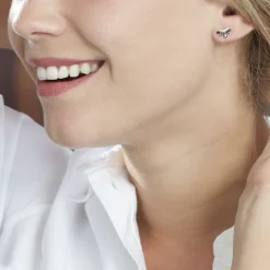 Boucles D'oreilles Puces Calixa Argent Blanc Oxyde De Zirconium