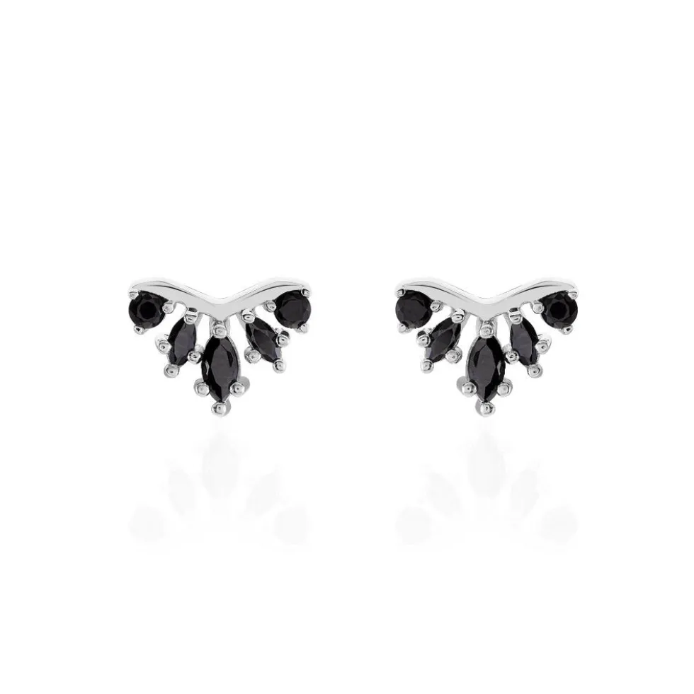 Boucles D'oreilles Puces Calixa Argent Blanc Oxyde De Zirconium