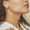 Boucles D'oreilles Puces Cassiopea Or Blanc Oxyde Et Perle De Culture