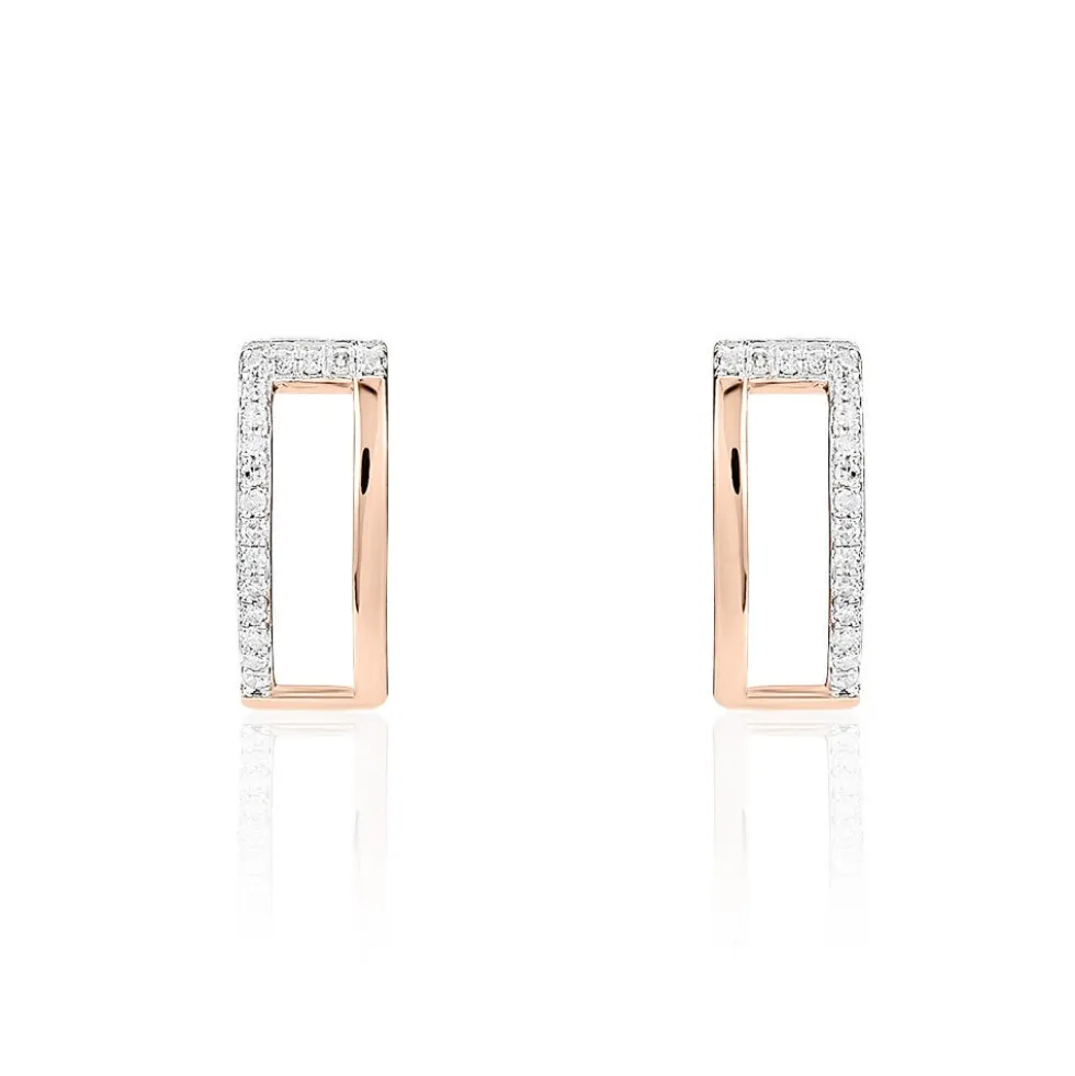 Boucles D'oreilles Puces Charlie Or Rose Diamant