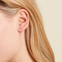 Boucles D'oreilles Puces éclat Perlé Plaqué Or Oxyde De Zirconium