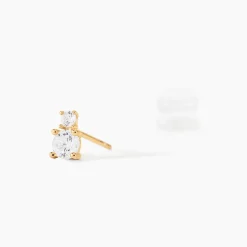 Boucles D'oreilles Puces Constancia Or Jaune Oxyde De Zirconium