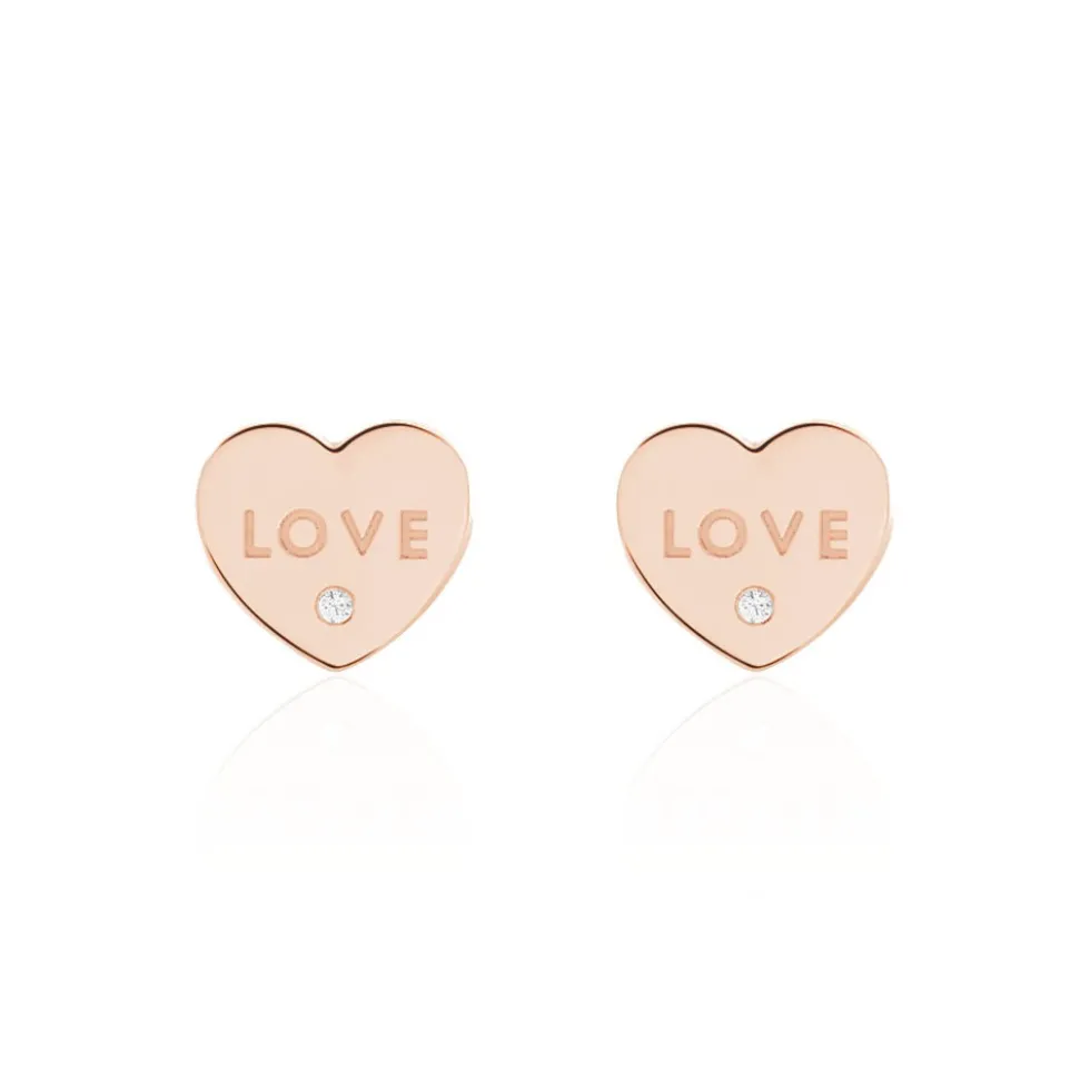 Boucles D'oreilles Puces Deven Argent Rose Oxyde De Zirconium