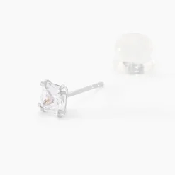 Boucles D'oreilles Puces Doreen Or Blanc Oxyde De Zirconium