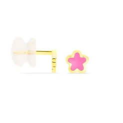 Boucles D'oreilles Puces Damia Fleur Or Jaune Nacre