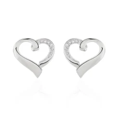 Boucles D'oreilles Puces Daviane Argent Blanc Oxyde De Zirconium