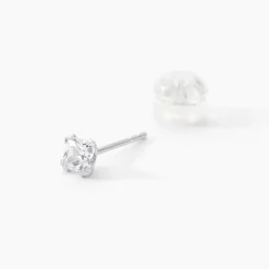 Boucles D'oreilles Puces Doreen Or Blanc Oxyde De Zirconium