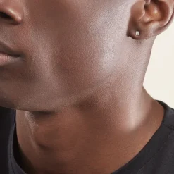 Boucles D'oreilles Puces Doreen Or Blanc Oxyde De Zirconium