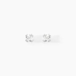 Boucles D'oreilles Puces Doreen Or Blanc Oxyde De Zirconium