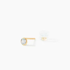 Boucles D'oreilles Puces Edy Serti Clos Or Jaune Topaze