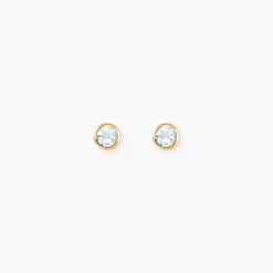 Boucles D'oreilles Puces Edy Serti Clos Or Jaune Topaze