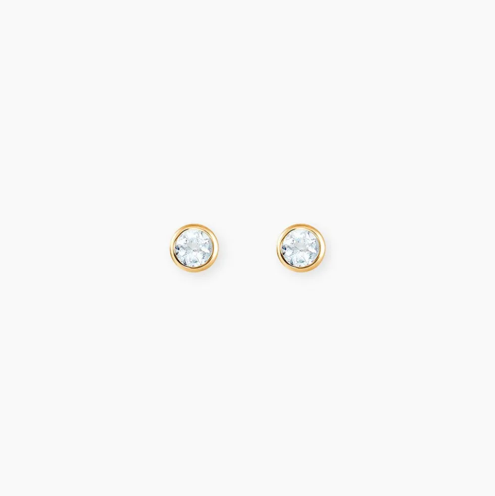 Boucles D'oreilles Puces Edy Serti Clos Or Jaune Topaze