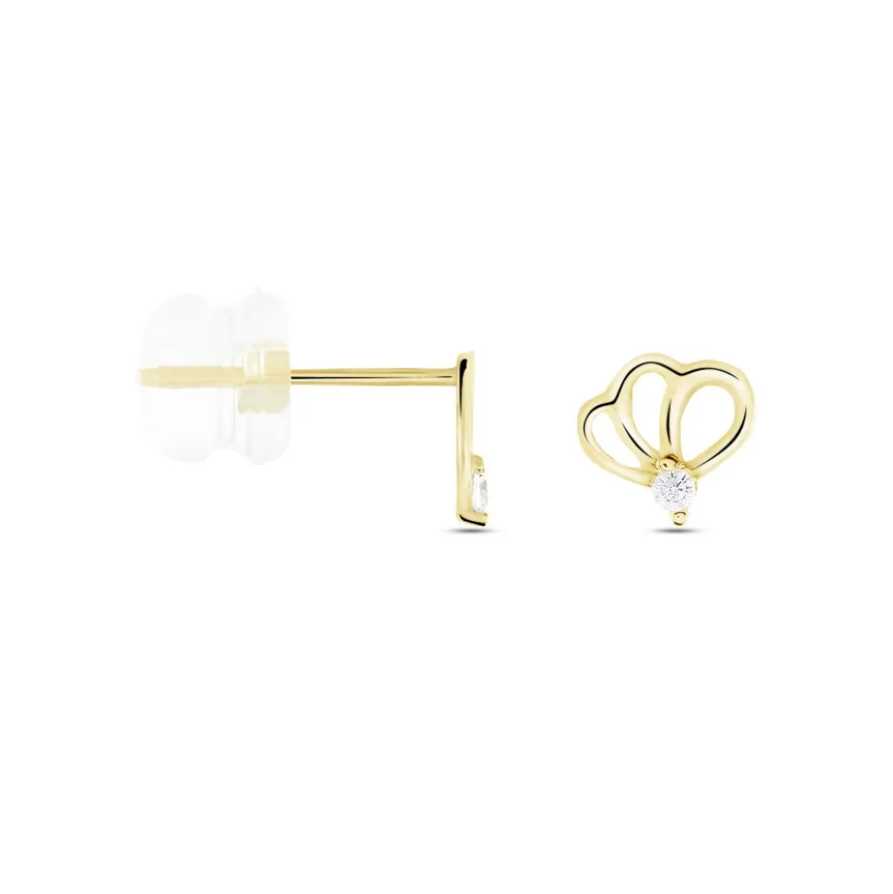 Boucles D'oreilles Puces Edvige Fleur Or Jaune Oxyde De Zirconium