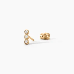 Boucles D'Oreilles Puces Emerica Plaqué Or Jaune Oxyde De Zirconium