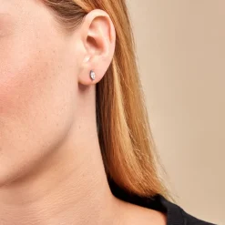 Boucles D'oreilles Puces Eclat D'Aurore Argent Blanc Oxydes De Zirconium