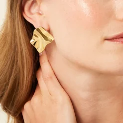 Boucles D'Oreilles Puces Ecorsia Acier Jaune