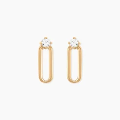 Boucles D'Oreilles Puces Ellin Plaque Or Jaune Oxyde De Zirconium