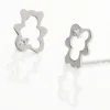 Boucles D'oreilles Puces Eusebia Ours Or Blanc Oxydes