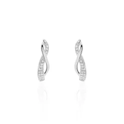Boucles D'oreilles Puces Emma Or Blanc Diamant